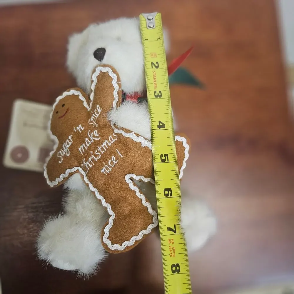 NWT Vintage Boyds Bear Gingerbread Plush Ginger White Jointed Christmas Teddy 8